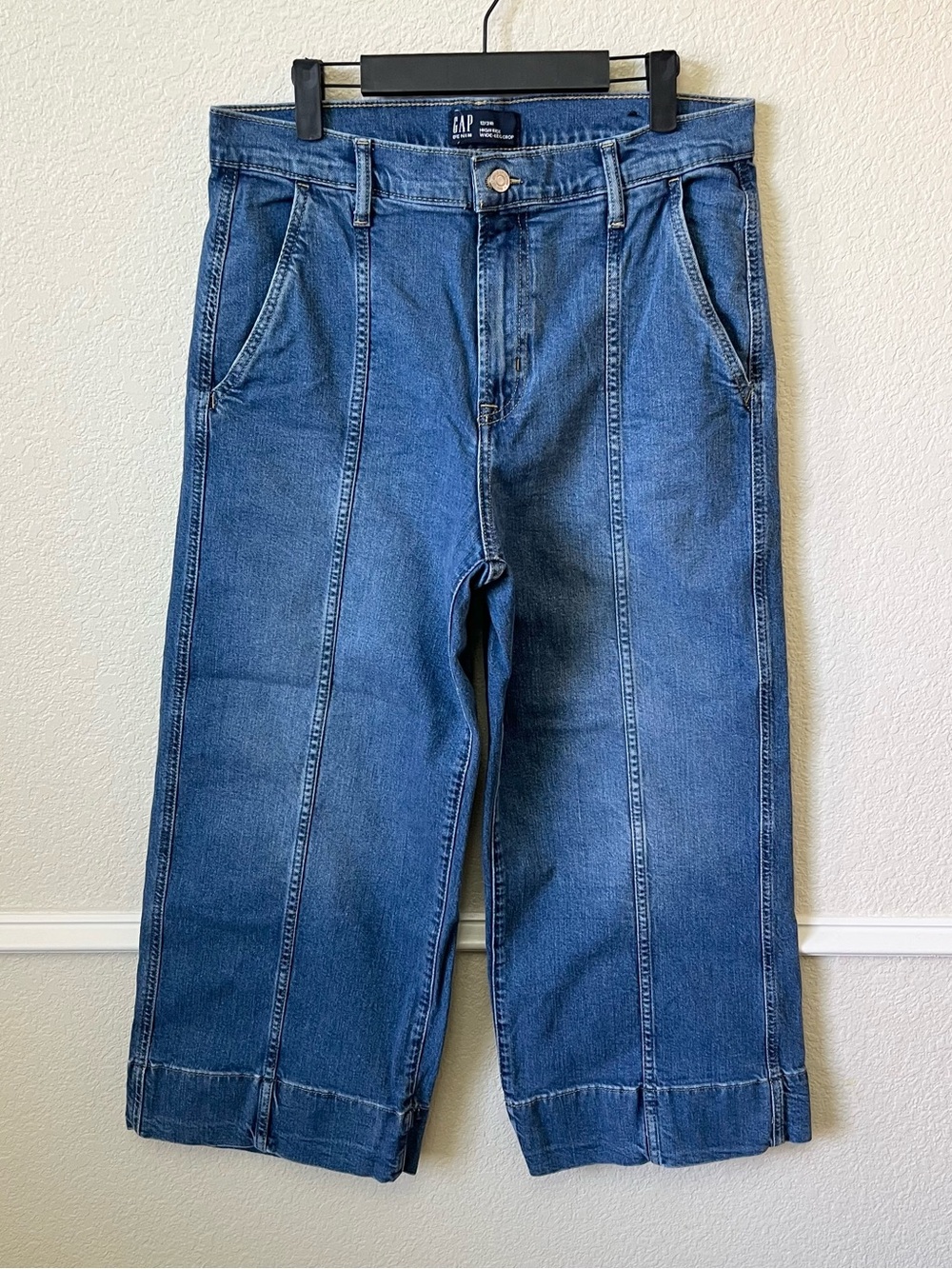GAP High Rise Wide Leg Cropped Jeans Womens 12/31R Regular Blue Denim